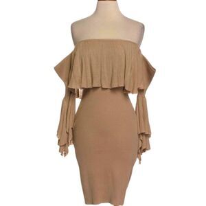 New off the shoulder nude knit dress